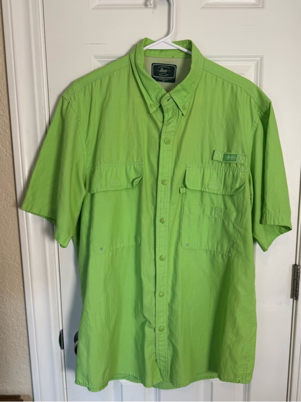 Bass Men's Short-Sleeve Button-Down Shirt in Lime Green